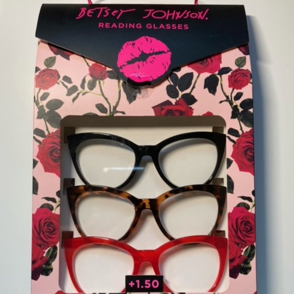 Betsey Johnson Readers. 3pk Reading Glasses +1.50 strength Cat Eye Sexy